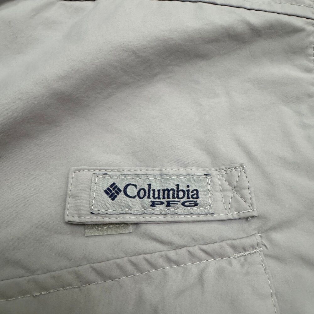Columbia PFG Bahama Omni Shade Short Sleeve Fishing Shirt Mens L Grey Nylon Top - Picture 9 of 14